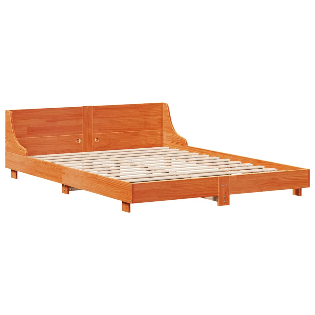 Bedframe zonder matras massief grenenhout wasbruin 120x200 cm is nu te koop bij PeponiXL, paradijselijk wonen!