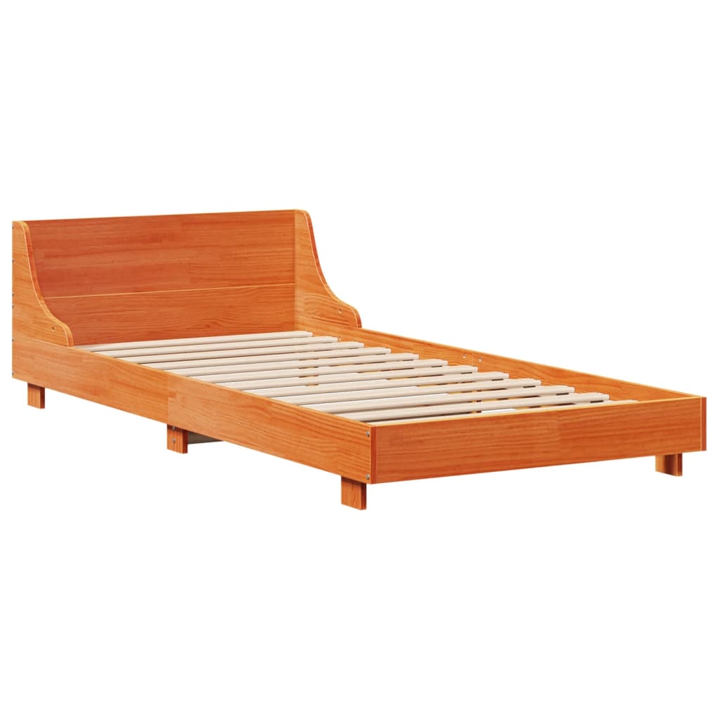 Bedframe zonder matras massief grenenhout wasbruin 100x200 cm is nu te koop bij PeponiXL, paradijselijk wonen!