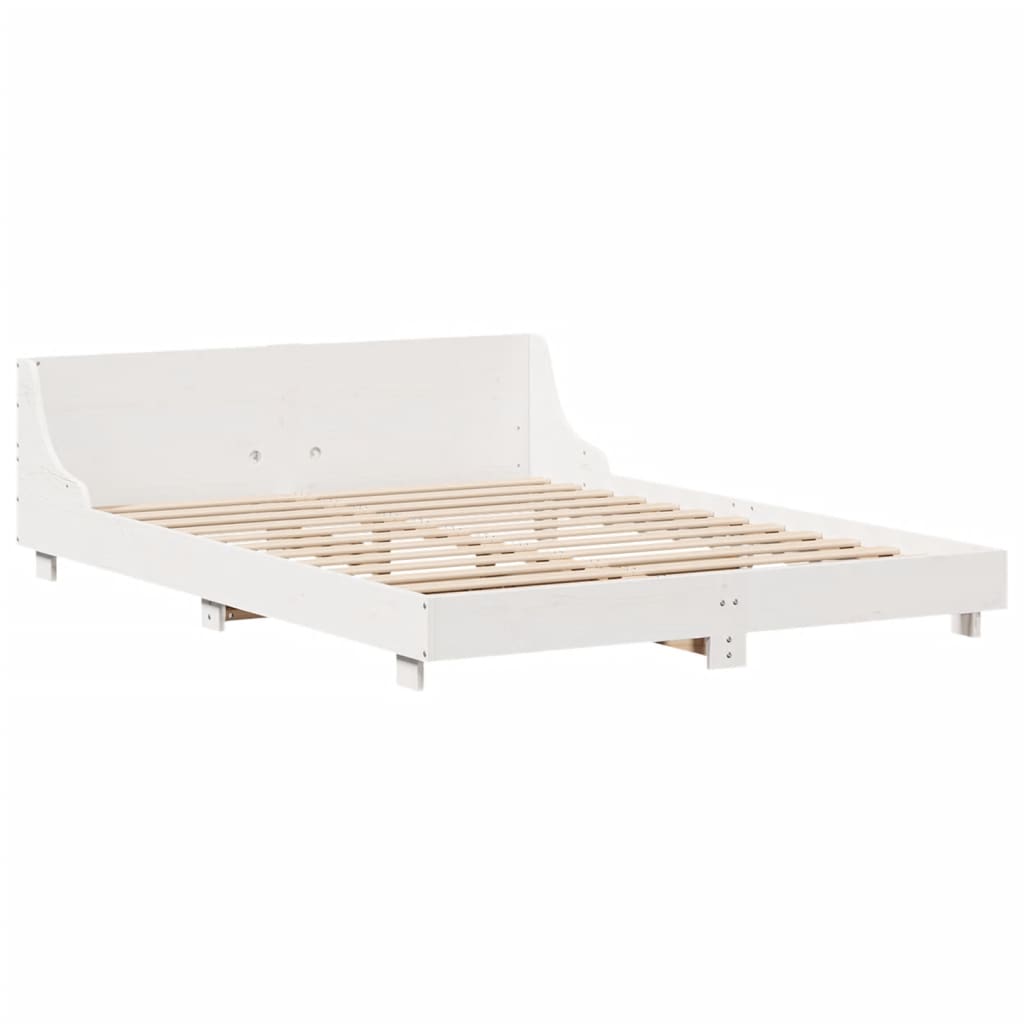 Bedframe zonder matras massief grenenhout wit 140x190 cm is nu te koop bij PeponiXL, paradijselijk wonen!