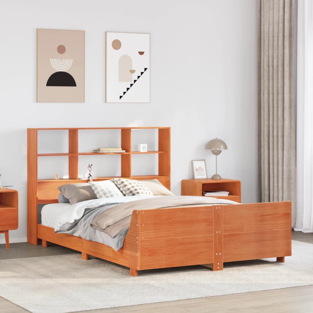 Bedframe zonder matras massief grenenhout wasbruin 135x190 cm is nu te koop bij PeponiXL, paradijselijk wonen!