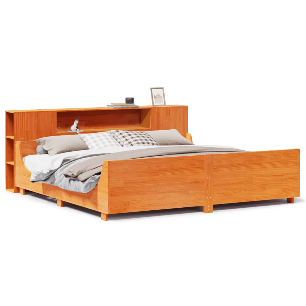 Bedframe zonder matras massief grenenhout wasbruin 200x200 cm is nu te koop bij PeponiXL, paradijselijk wonen!
