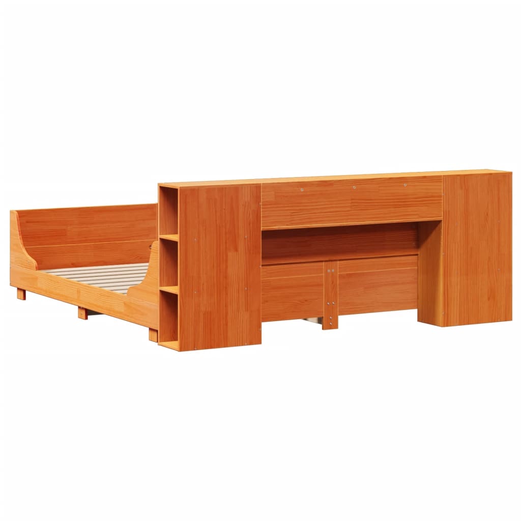 Bedframe zonder matras massief grenenhout wasbruin 200x200 cm is nu te koop bij PeponiXL, paradijselijk wonen!