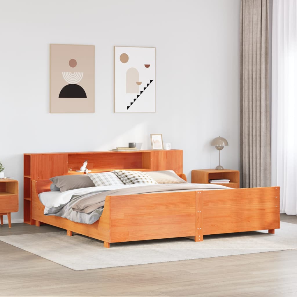 Bedframe zonder matras massief grenenhout wasbruin 200x200 cm is nu te koop bij PeponiXL, paradijselijk wonen!