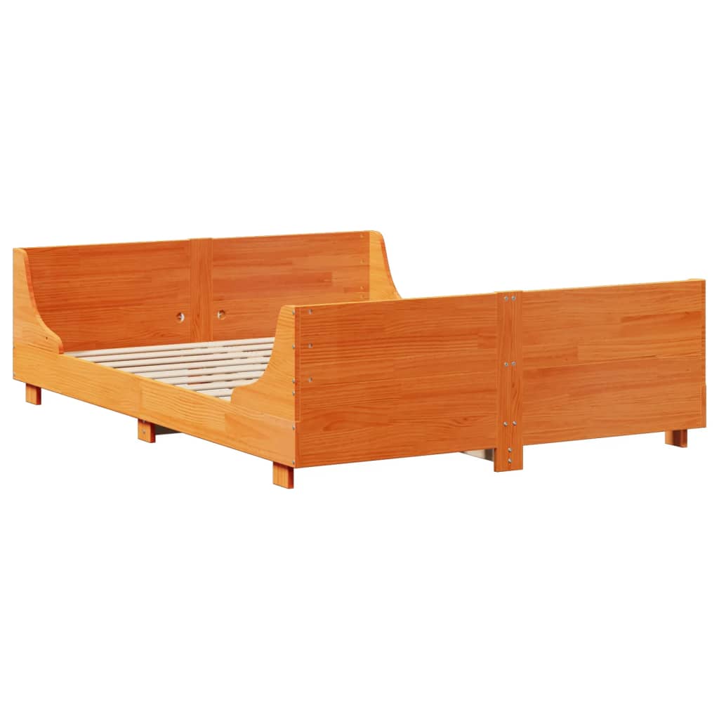 Bedframe zonder matras massief grenenhout wasbruin 160x200 cm is nu te koop bij PeponiXL, paradijselijk wonen!