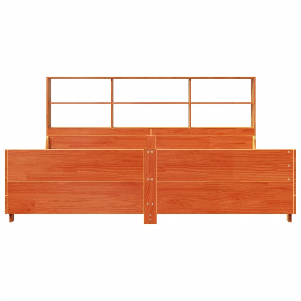 Bed met boekenkast zonder matras hout wasbruin 200x200 cm is nu te koop bij PeponiXL, paradijselijk wonen!