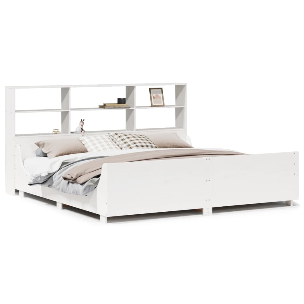 Bed met boekenkast zonder matras massief hout wit 180x200 cm is nu te koop bij PeponiXL, paradijselijk wonen!