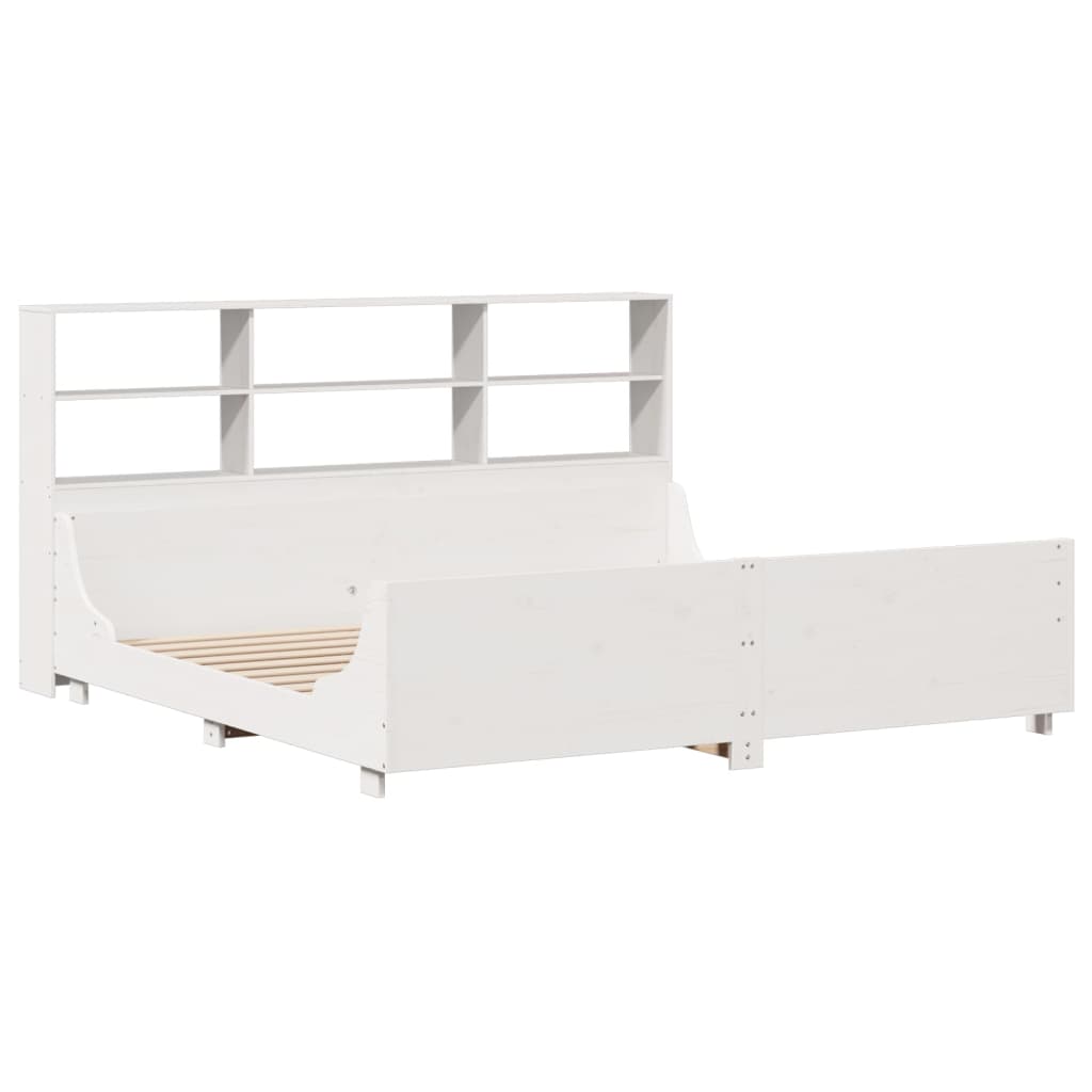 Bed met boekenkast zonder matras massief hout wit 180x200 cm is nu te koop bij PeponiXL, paradijselijk wonen!