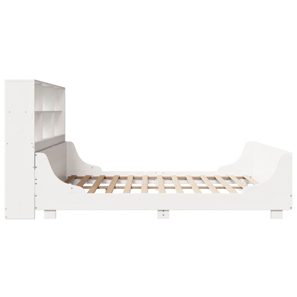 Bed met boekenkast zonder matras massief hout wit 180x200 cm is nu te koop bij PeponiXL, paradijselijk wonen!