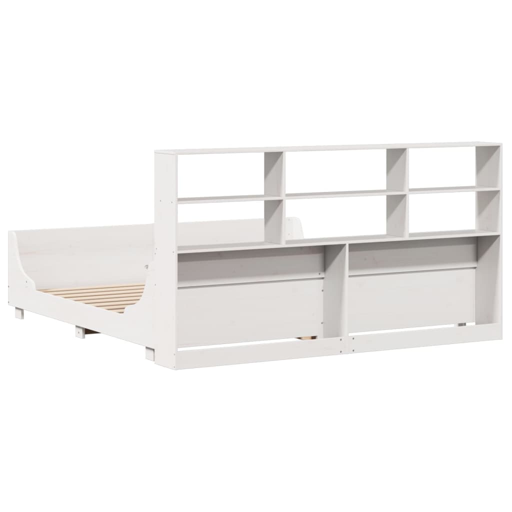 Bed met boekenkast zonder matras massief hout wit 180x200 cm is nu te koop bij PeponiXL, paradijselijk wonen!