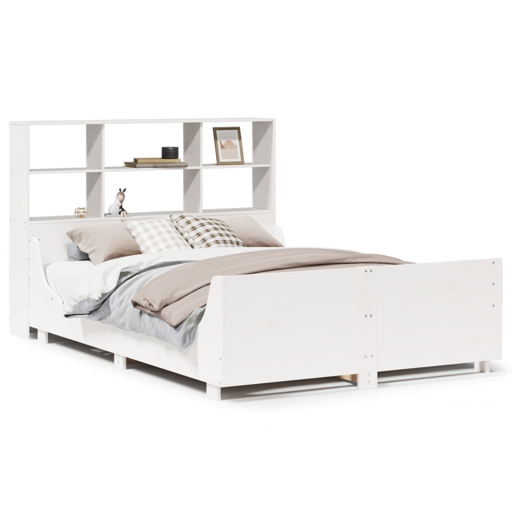 Bed met boekenkast zonder matras massief hout wit 160x200 cm is nu te koop bij PeponiXL, paradijselijk wonen!