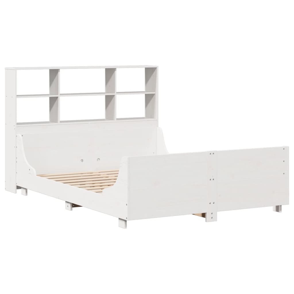 Bed met boekenkast zonder matras massief hout wit 160x200 cm is nu te koop bij PeponiXL, paradijselijk wonen!