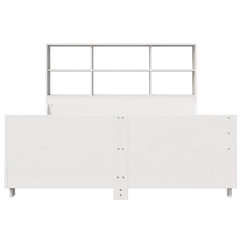Bed met boekenkast zonder matras massief hout wit 160x200 cm is nu te koop bij PeponiXL, paradijselijk wonen!