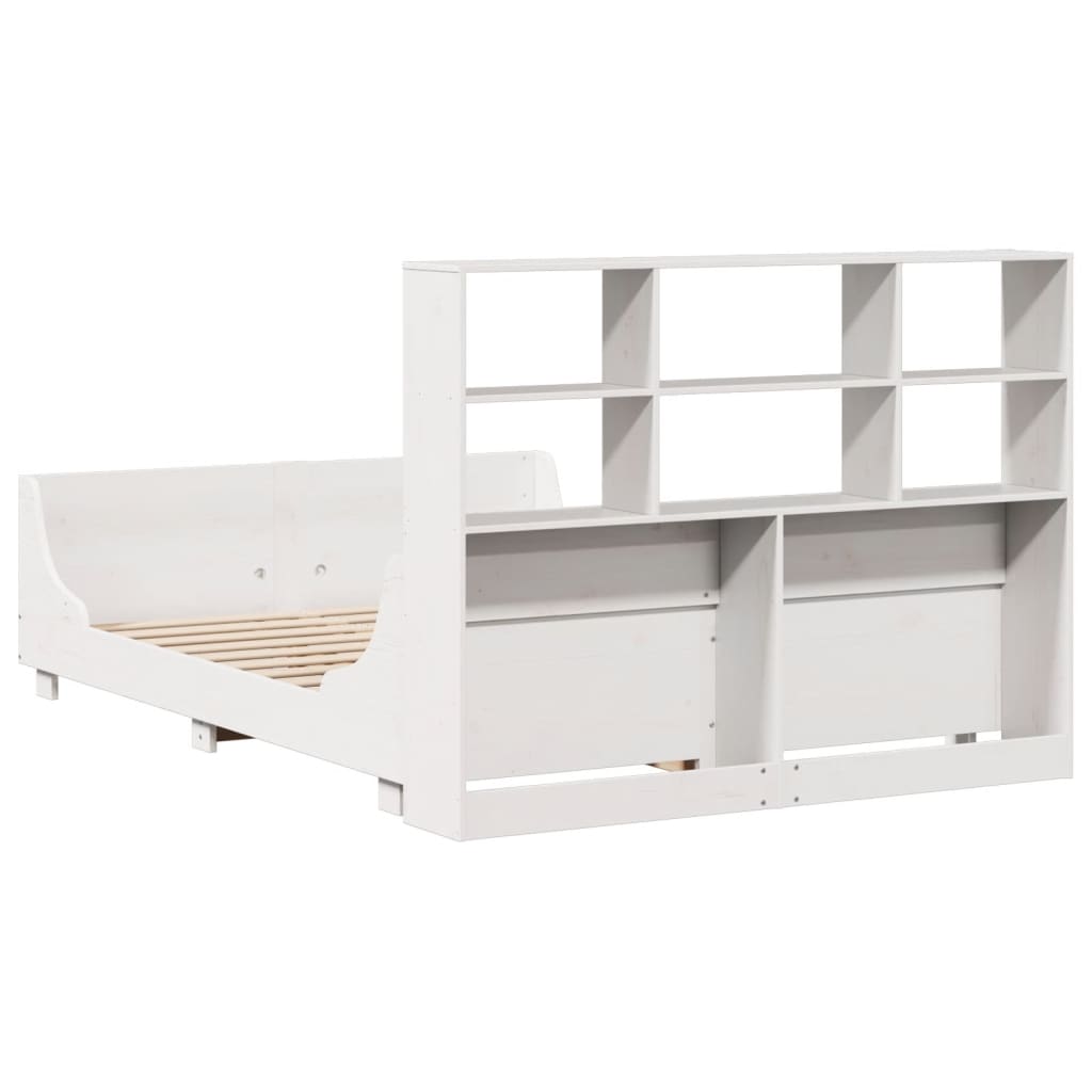 Bed met boekenkast zonder matras massief hout wit 160x200 cm is nu te koop bij PeponiXL, paradijselijk wonen!