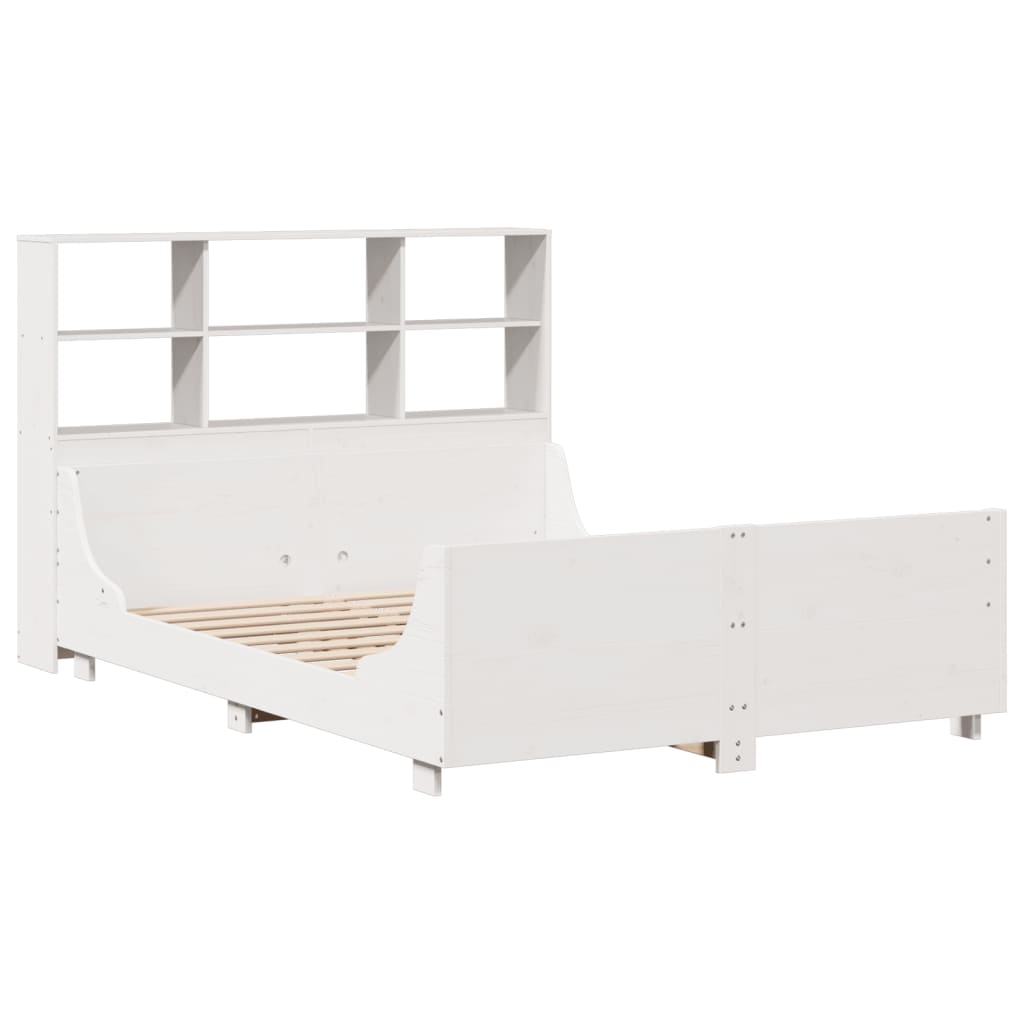 Bed met boekenkast zonder matras massief hout wit 140x200 cm is nu te koop bij PeponiXL, paradijselijk wonen!