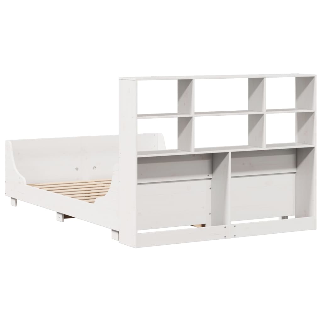 Bed met boekenkast zonder matras massief hout wit 140x200 cm is nu te koop bij PeponiXL, paradijselijk wonen!