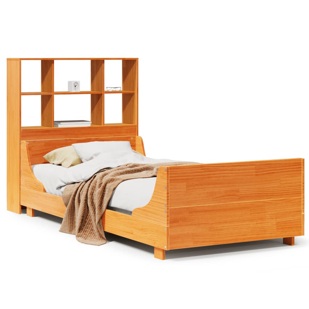 Bed met boekenkast zonder matras hout wasbruin 100x200 cm is nu te koop bij PeponiXL, paradijselijk wonen!