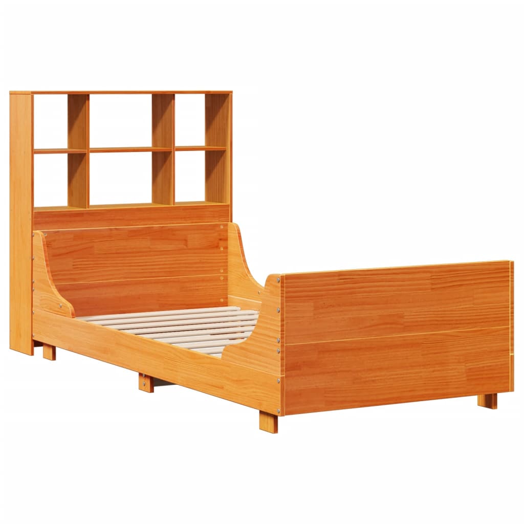 Bed met boekenkast zonder matras hout wasbruin 100x200 cm is nu te koop bij PeponiXL, paradijselijk wonen!