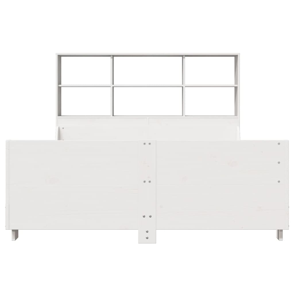Bed met boekenkast zonder matras massief hout wit 140x190 cm is nu te koop bij PeponiXL, paradijselijk wonen!