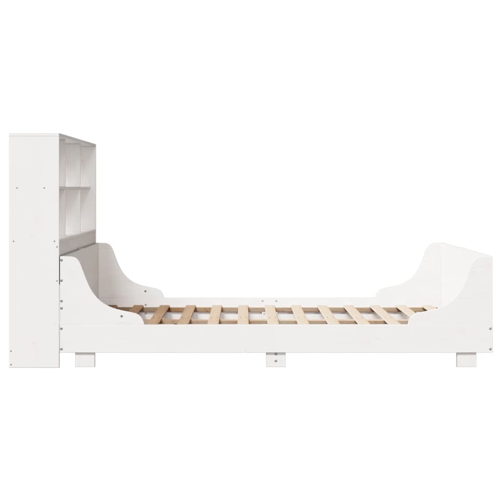 Bed met boekenkast zonder matras massief hout wit 140x190 cm is nu te koop bij PeponiXL, paradijselijk wonen!