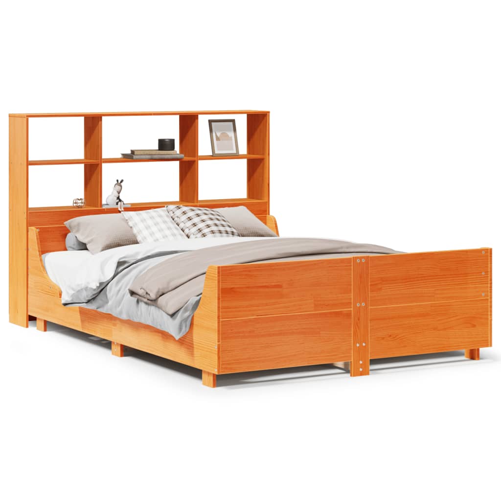 Bed met boekenkast zonder matras hout wasbruin 135x190 cm is nu te koop bij PeponiXL, paradijselijk wonen!