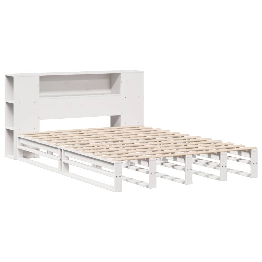 Bed met boekenkast zonder matras massief hout wit 140x200 cm is nu te koop bij PeponiXL, paradijselijk wonen!