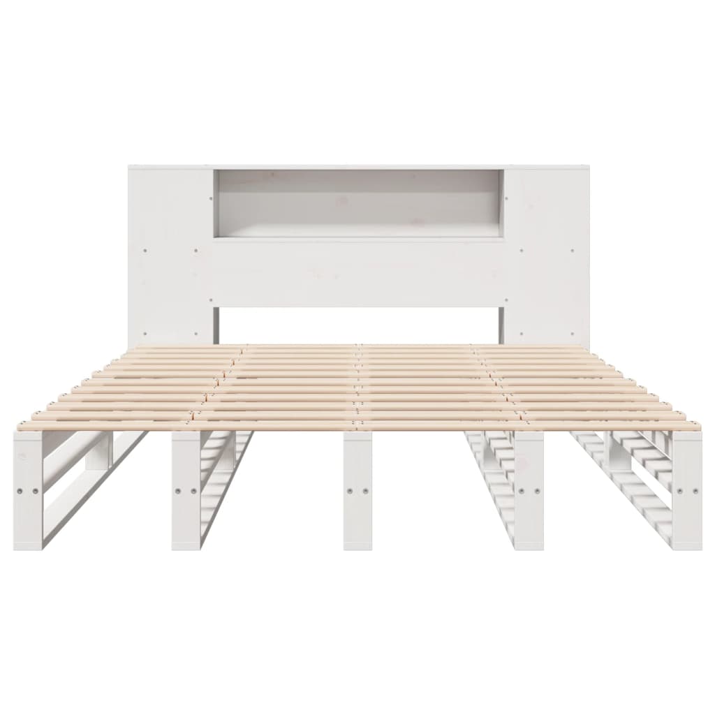 Bed met boekenkast zonder matras massief hout wit 160x200 cm is nu te koop bij PeponiXL, paradijselijk wonen!