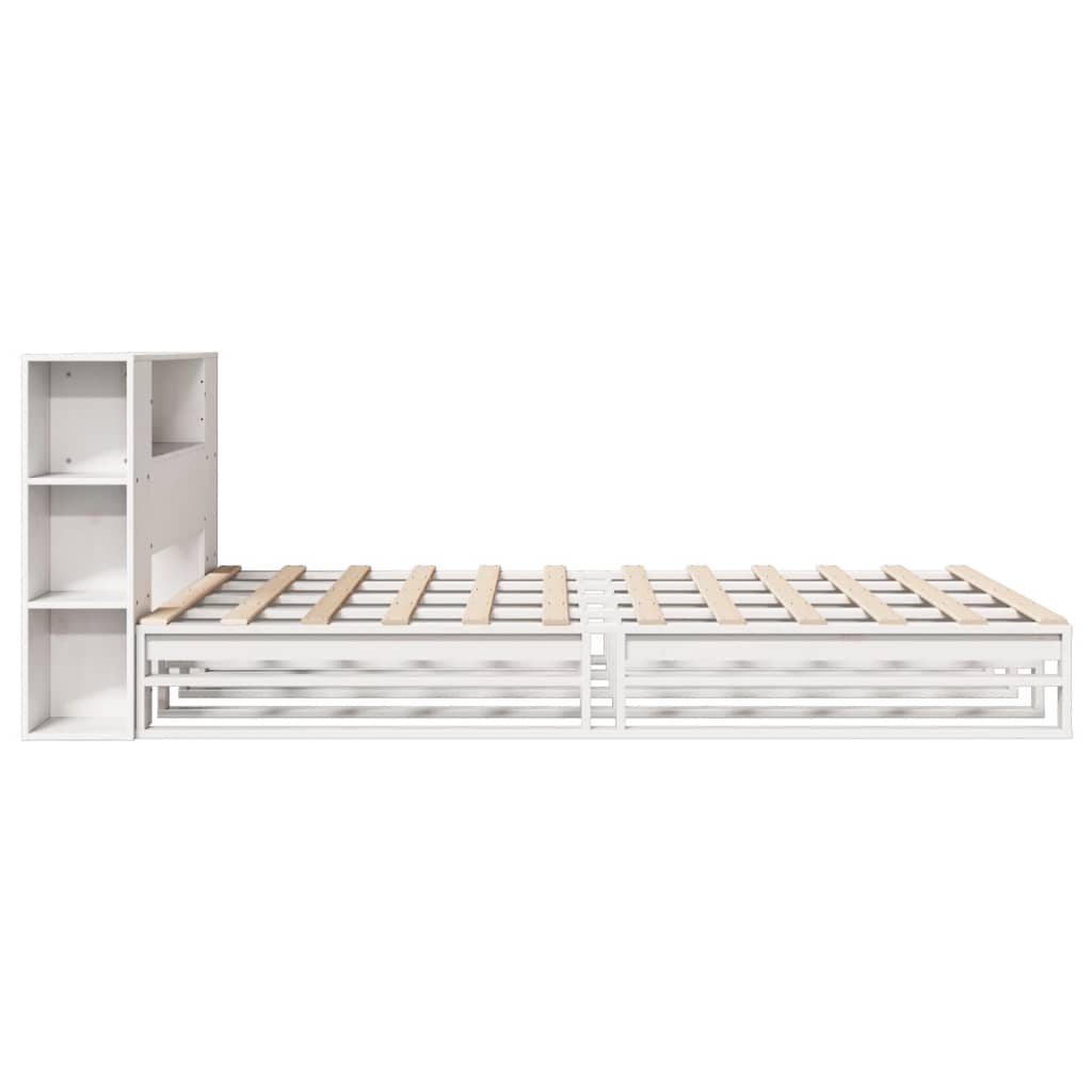 Bed met boekenkast zonder matras massief hout wit 160x200 cm is nu te koop bij PeponiXL, paradijselijk wonen!