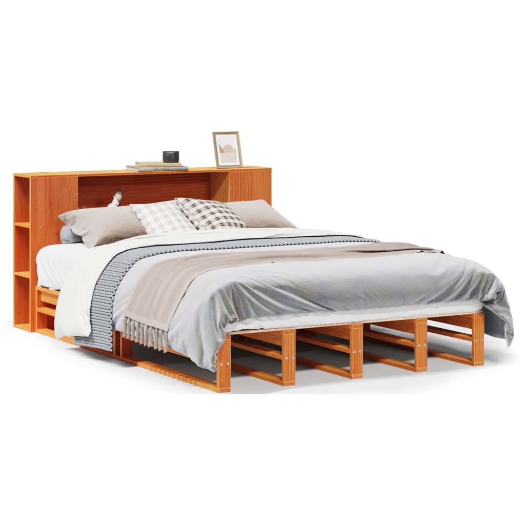 Bed met boekenkast zonder matras hout wasbruin 160x200 cm is nu te koop bij PeponiXL, paradijselijk wonen!