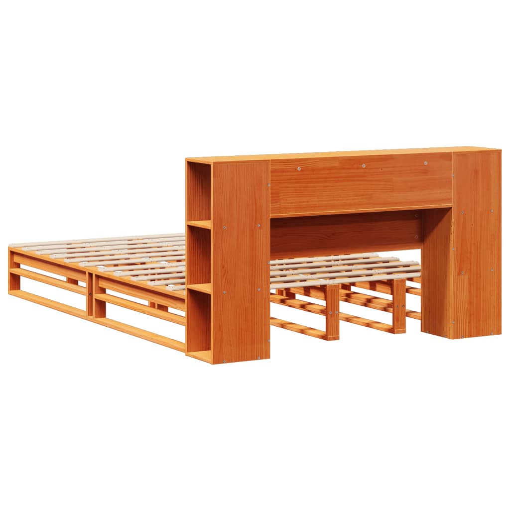 Bed met boekenkast zonder matras hout wasbruin 160x200 cm is nu te koop bij PeponiXL, paradijselijk wonen!