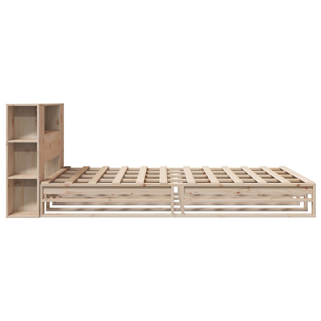 Bed met boekenkast zonder matras massief hout 135x190 cm is nu te koop bij PeponiXL, paradijselijk wonen!