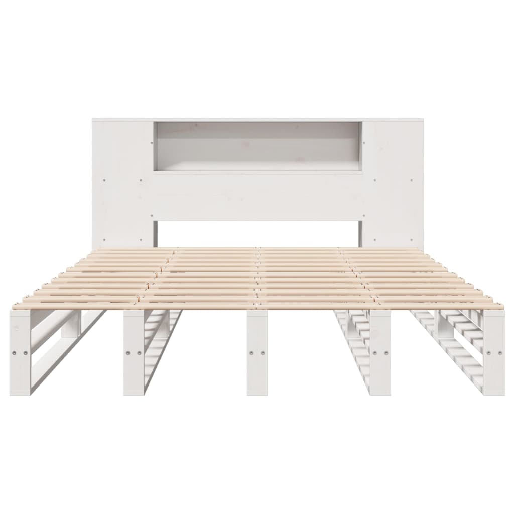 Bed met boekenkast zonder matras massief hout wit 135x190 cm is nu te koop bij PeponiXL, paradijselijk wonen!