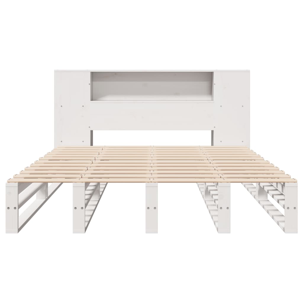 Bed met boekenkast zonder matras massief hout wit 140x190 cm is nu te koop bij PeponiXL, paradijselijk wonen!