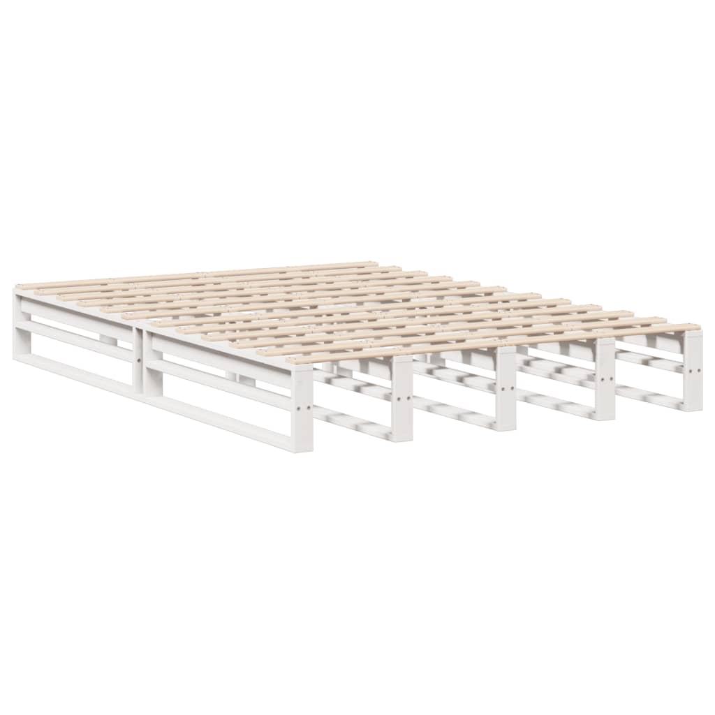 Bed met boekenkast zonder matras massief hout wit 140x190 cm is nu te koop bij PeponiXL, paradijselijk wonen!