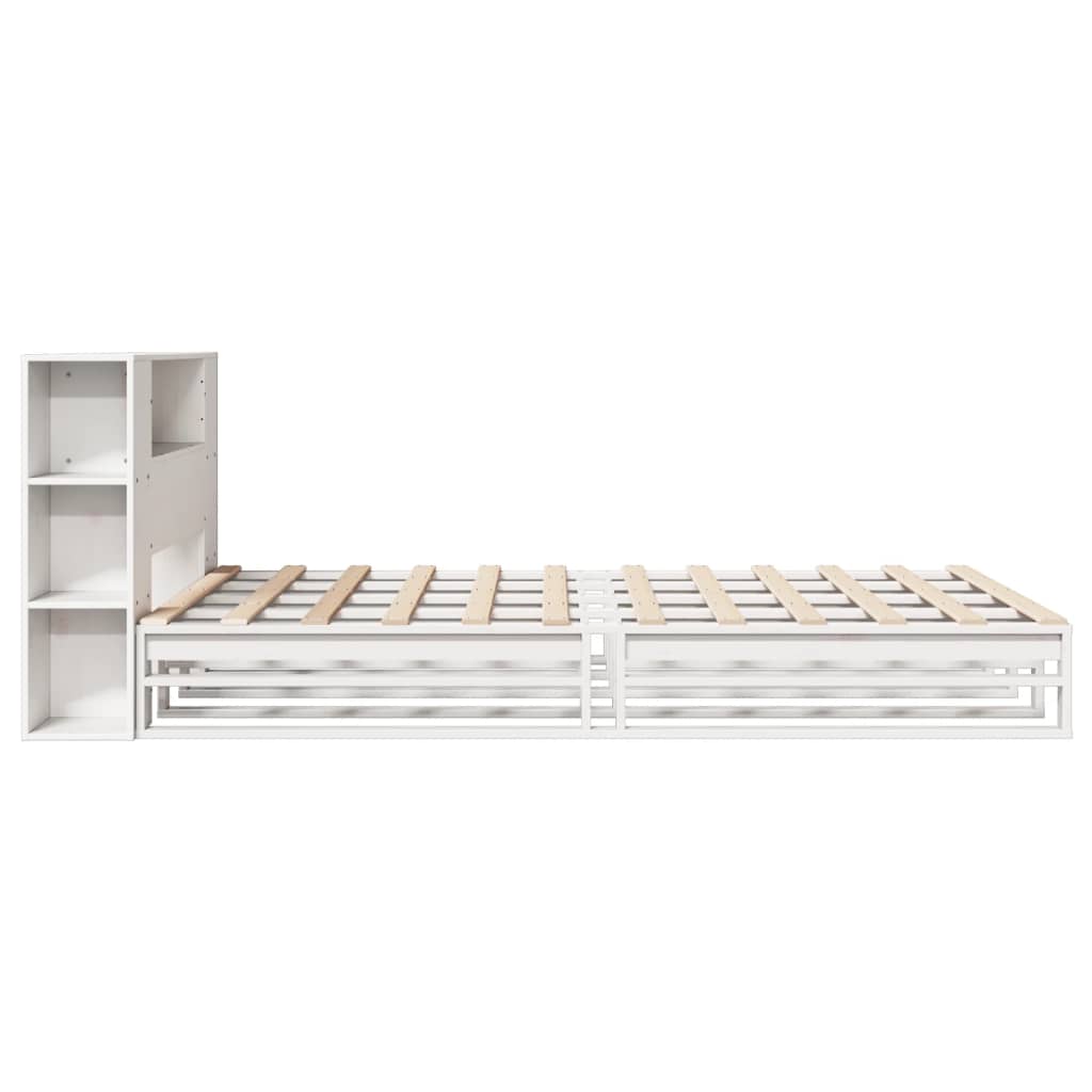 Bed met boekenkast zonder matras massief hout wit 140x190 cm is nu te koop bij PeponiXL, paradijselijk wonen!