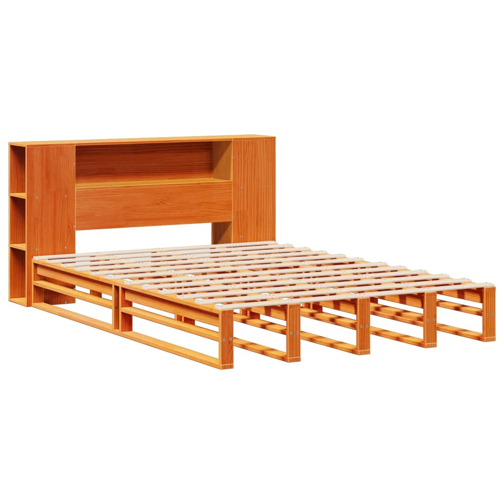 Bed met boekenkast zonder matras hout wasbruin 140x190 cm is nu te koop bij PeponiXL, paradijselijk wonen!