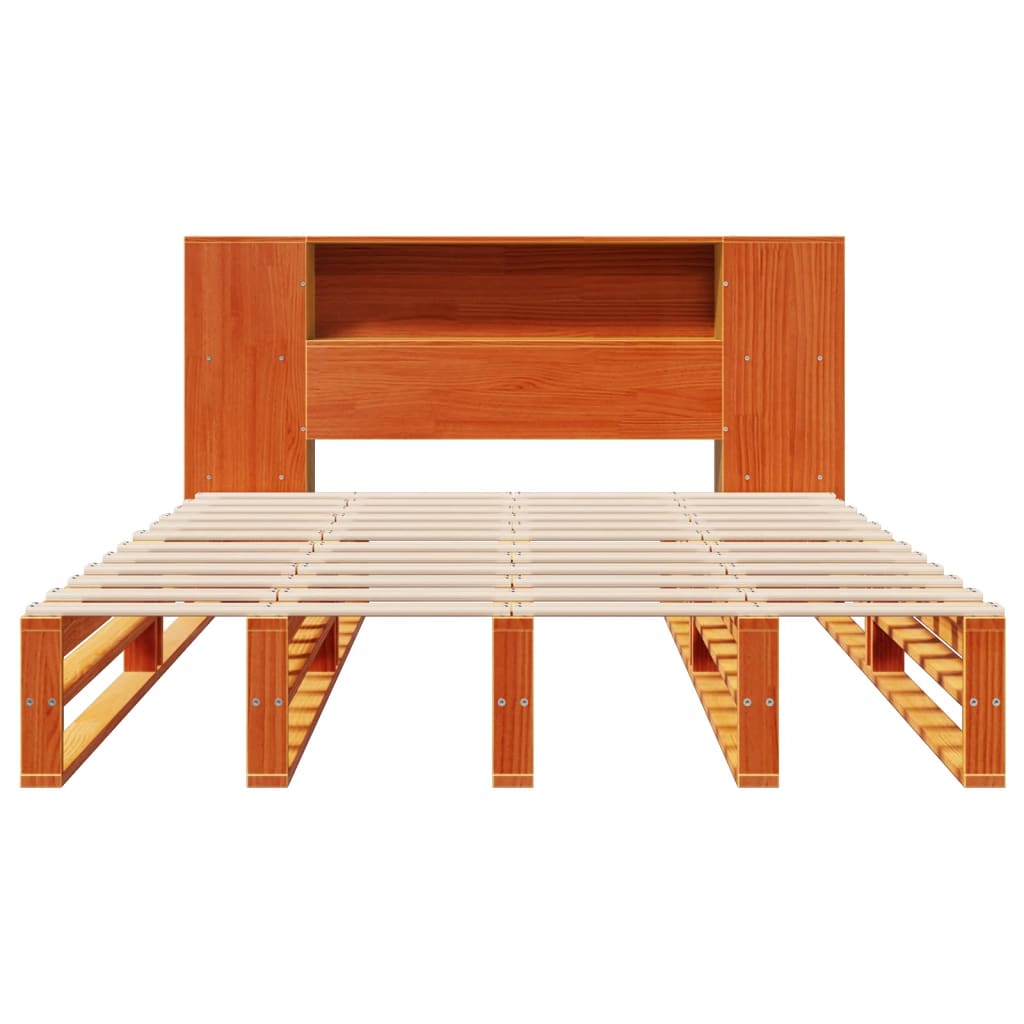 Bed met boekenkast zonder matras hout wasbruin 140x190 cm is nu te koop bij PeponiXL, paradijselijk wonen!