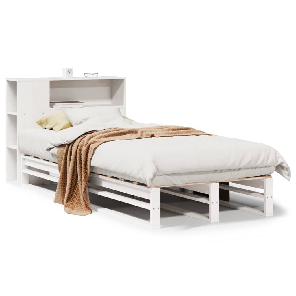 Bed met boekenkast zonder matras massief hout wit 75x190 cm is nu te koop bij PeponiXL, paradijselijk wonen!