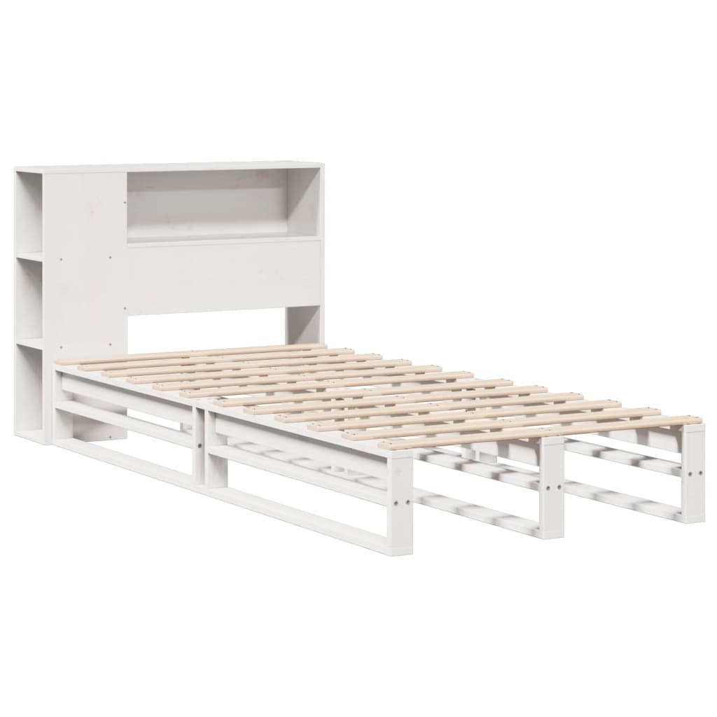 Bed met boekenkast zonder matras massief hout wit 75x190 cm is nu te koop bij PeponiXL, paradijselijk wonen!