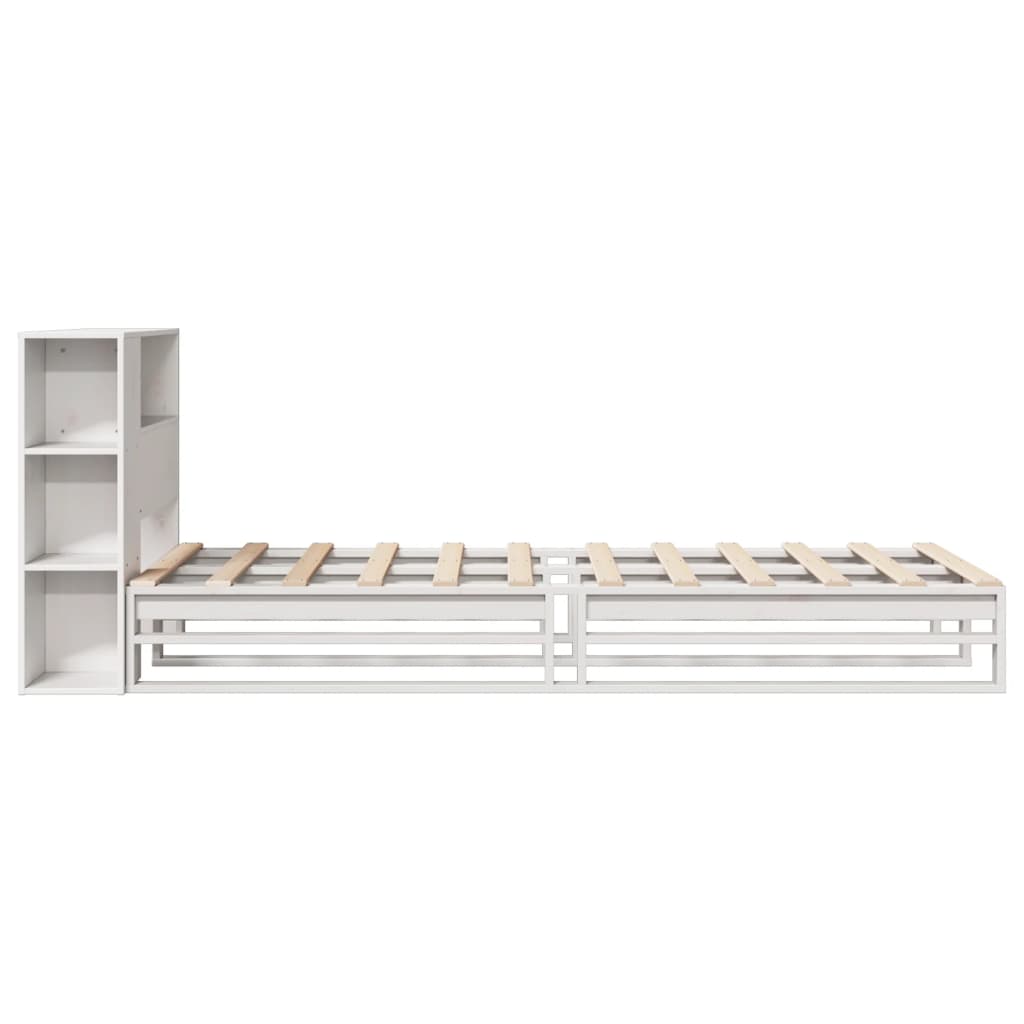 Bed met boekenkast zonder matras massief hout wit 75x190 cm is nu te koop bij PeponiXL, paradijselijk wonen!