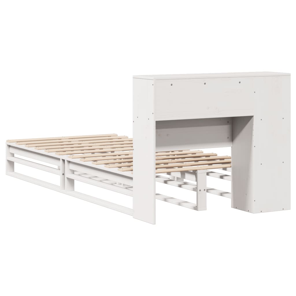 Bed met boekenkast zonder matras massief hout wit 75x190 cm is nu te koop bij PeponiXL, paradijselijk wonen!