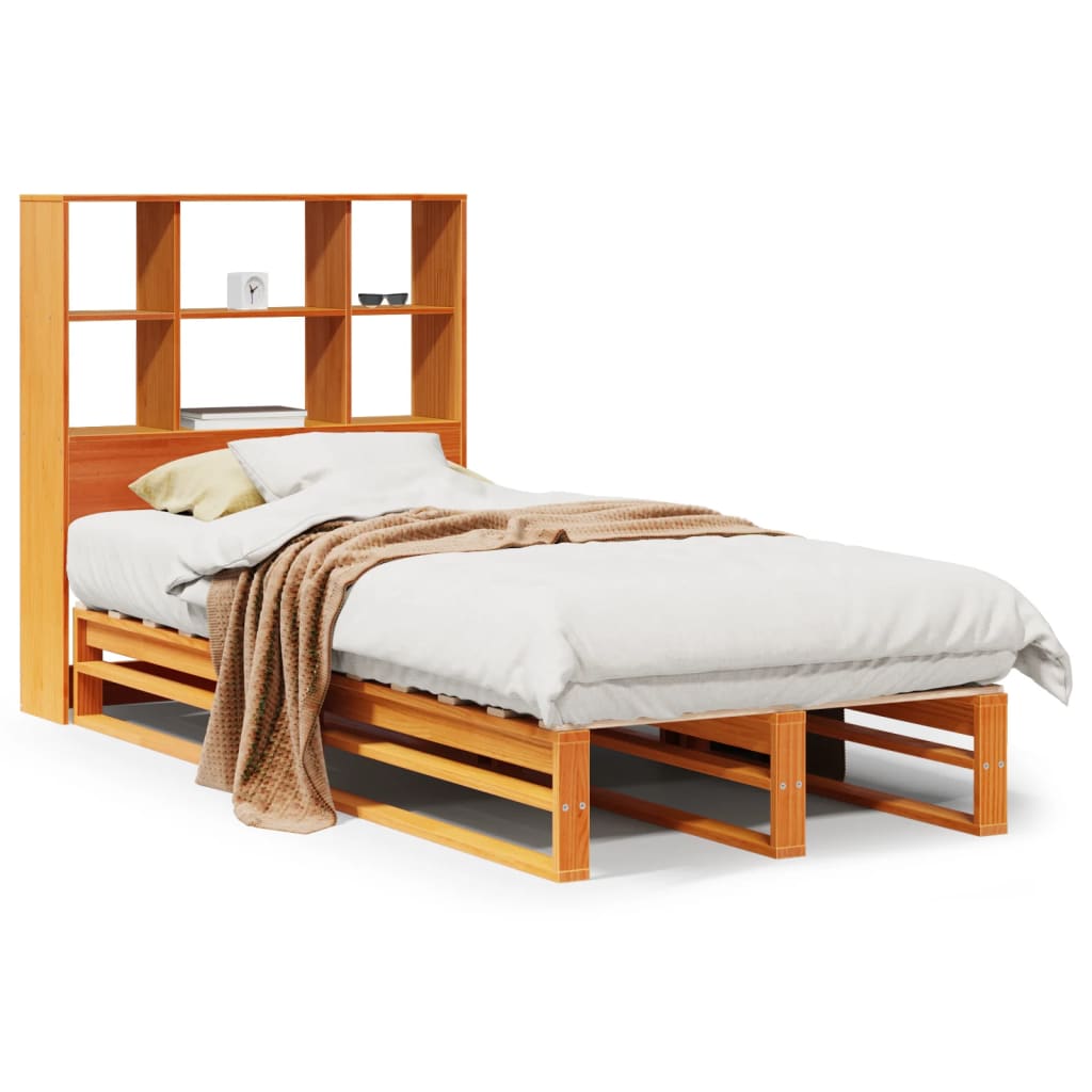 Bed met boekenkast zonder matras hout wasbruin 100x200 cm is nu te koop bij PeponiXL, paradijselijk wonen!