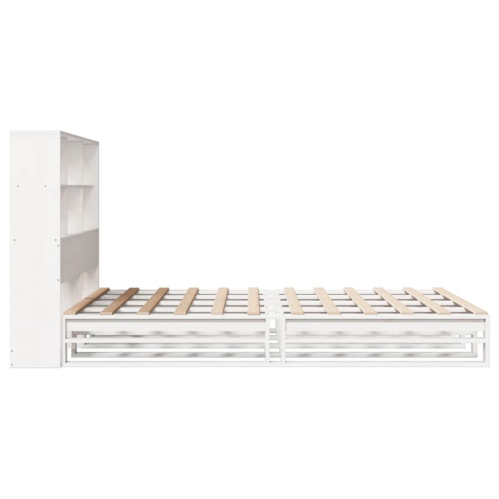 Bed met boekenkast zonder matras massief hout wit 140x200 cm is nu te koop bij PeponiXL, paradijselijk wonen!