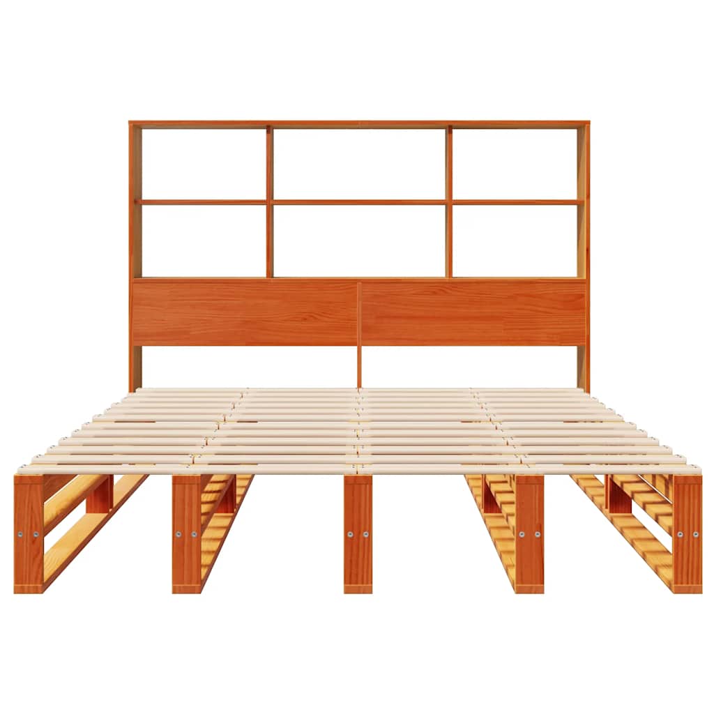 Bed met boekenkast zonder matras hout wasbruin 140x200 cm is nu te koop bij PeponiXL, paradijselijk wonen!