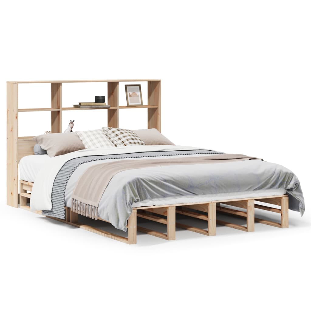 Bed met boekenkast zonder matras massief hout 150x200 cm is nu te koop bij PeponiXL, paradijselijk wonen!