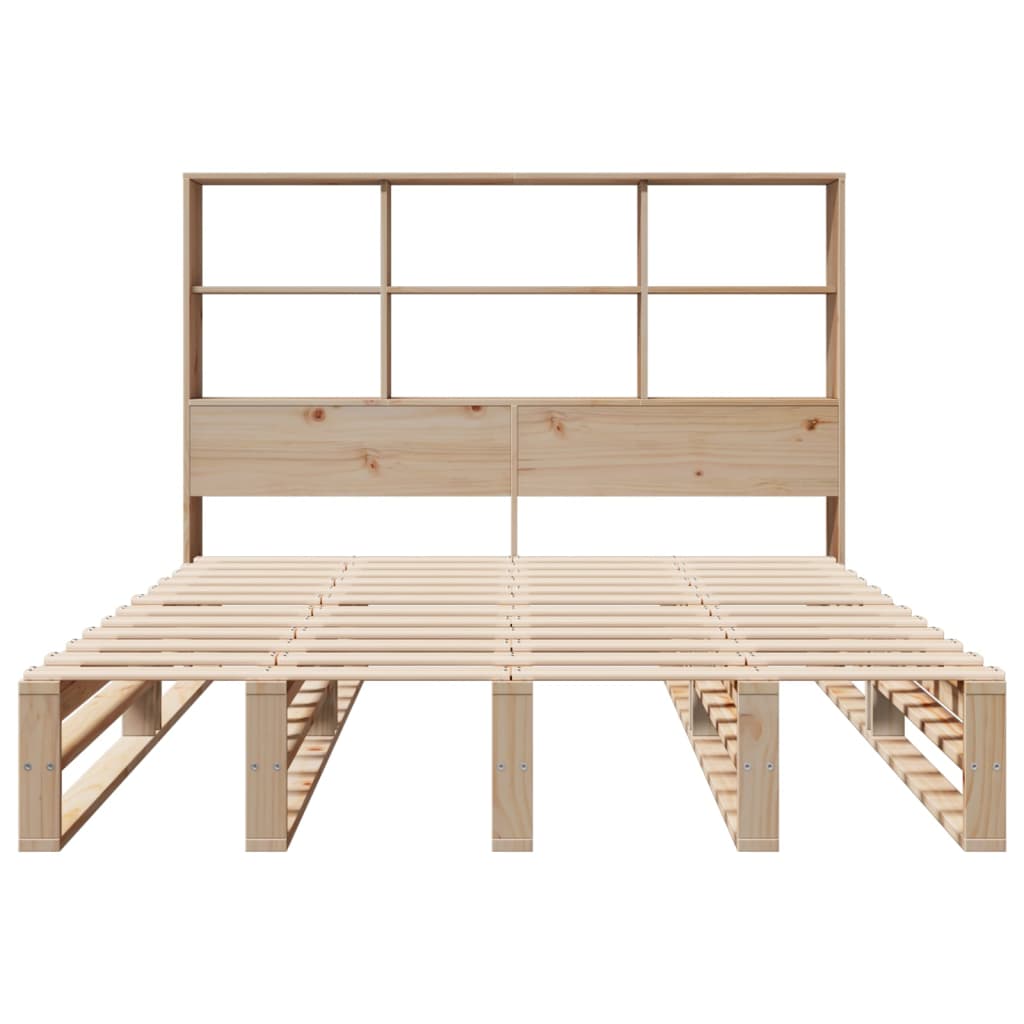 Bed met boekenkast zonder matras massief hout 150x200 cm is nu te koop bij PeponiXL, paradijselijk wonen!