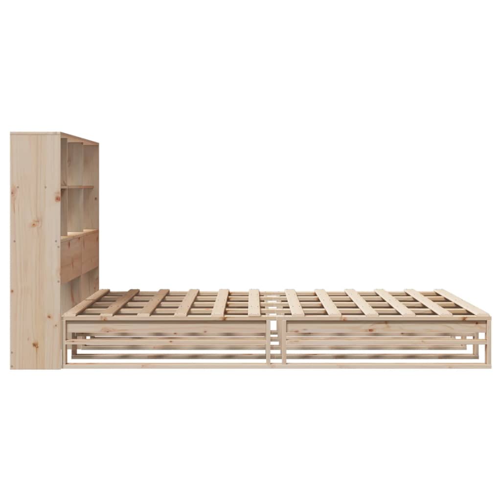 Bed met boekenkast zonder matras massief hout 150x200 cm is nu te koop bij PeponiXL, paradijselijk wonen!