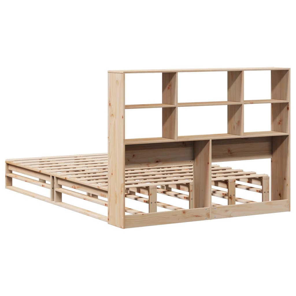 Bed met boekenkast zonder matras massief hout 150x200 cm is nu te koop bij PeponiXL, paradijselijk wonen!