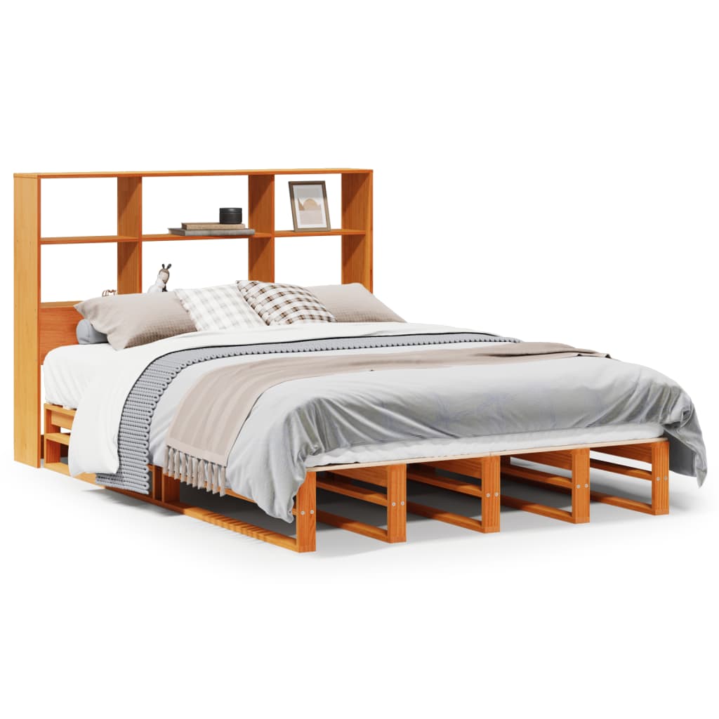 Bed met boekenkast zonder matras hout wasbruin 150x200 cm is nu te koop bij PeponiXL, paradijselijk wonen!