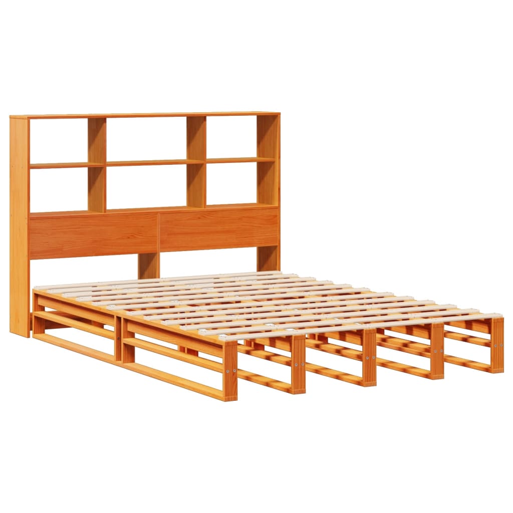 Bed met boekenkast zonder matras hout wasbruin 150x200 cm is nu te koop bij PeponiXL, paradijselijk wonen!