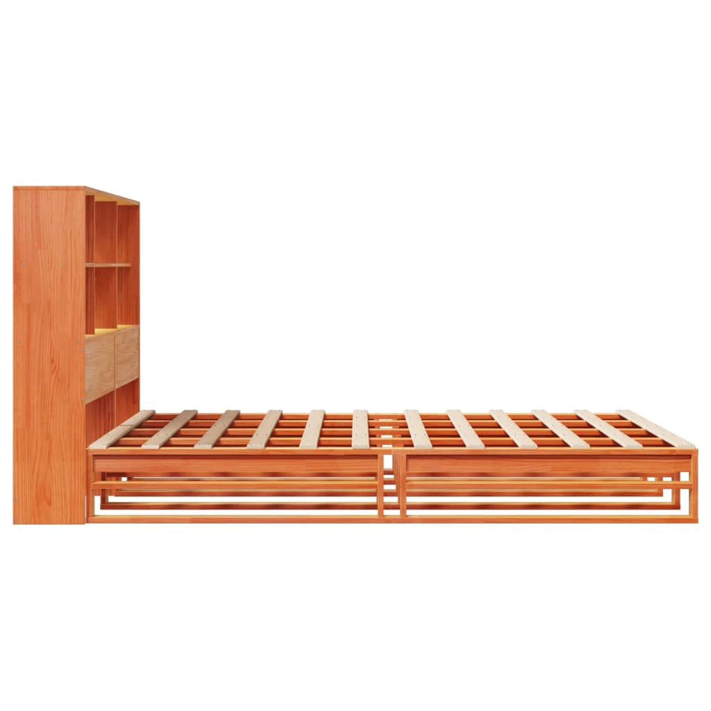Bed met boekenkast zonder matras hout wasbruin 150x200 cm is nu te koop bij PeponiXL, paradijselijk wonen!